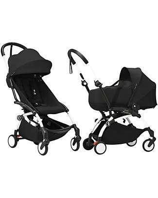 Stokke YOYO 3 Stroller Duo - White Frame + Black Bassinet 0+ and textile 6+ Trio and Duo Strollers