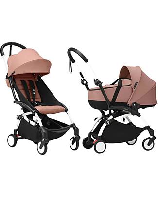 Stokke YOYO 3 Stroller Duo - White Frame + Ginger Bassinet 0+ and textile 6+ Trio and Duo Strollers