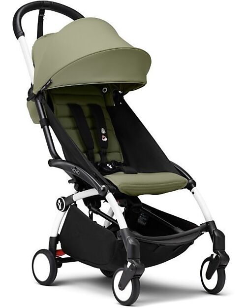 Stokke YOYO 3  Stroller Duo - White Frame +  Olive Bassinet 0+ and textile 6+  Trio and Duo Strollers