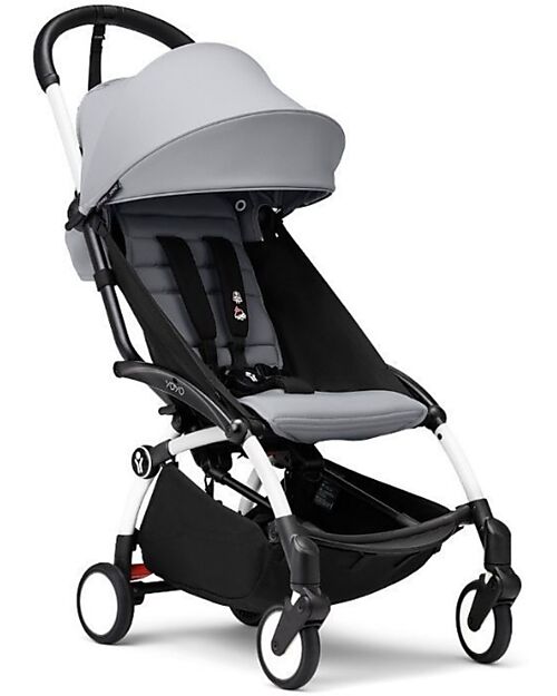 Stokke YOYO 3 Stroller Duo - White Frame + Stone Bassinet 0+ and textile 6+  Trio and Duo Strollers