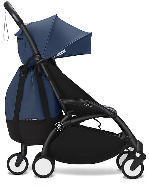Stokke YOYO3 Stroller Black Frame and Air France Blue Seat - From 6 Months Lights Strollers