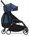 Stokke YOYO3 Stroller Black Frame and Air France Blue Seat - From 6 Months Lights Strollers