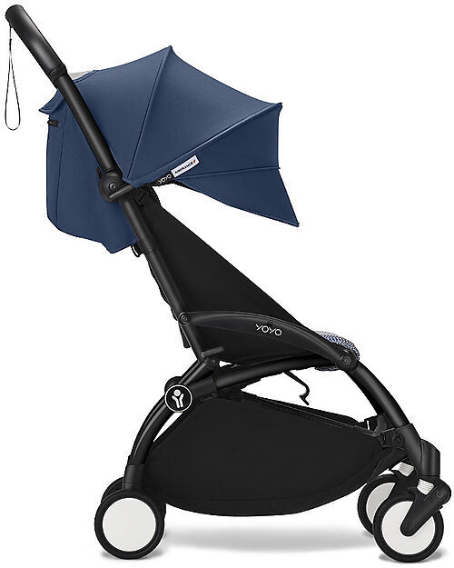 Stokke YOYO3 Stroller Black Frame and Air France Blue Seat - From 6 Months Lights Strollers