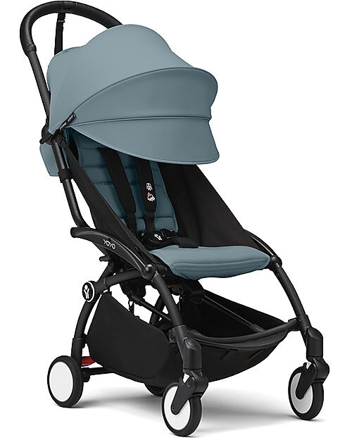 Stokke YOYO3 Stroller Black Frame and Aqua Seat - From 6 Months Lights Strollers