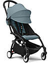 Stokke YOYO3 Stroller Black Frame and Aqua Seat - From 6 Months Lights Strollers