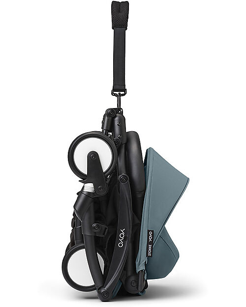 Stokke YOYO3 Stroller Black Frame and Aqua Seat - From 6 Months Lights Strollers