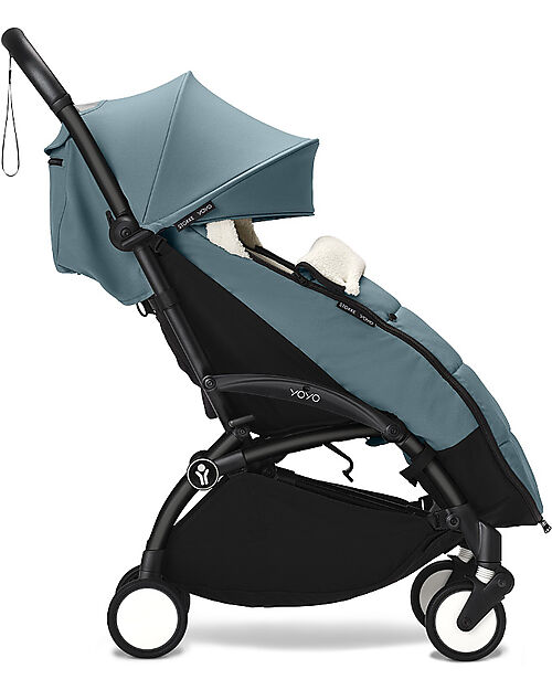 Stokke YOYO3 Stroller Black Frame and Aqua Seat - From 6 Months Lights Strollers