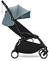 Stokke YOYO3 Stroller Black Frame and Aqua Seat - From 6 Months Lights Strollers