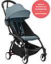 Stokke YOYO3 Stroller Black Frame and Aqua Seat - From 6 Months Lights Strollers