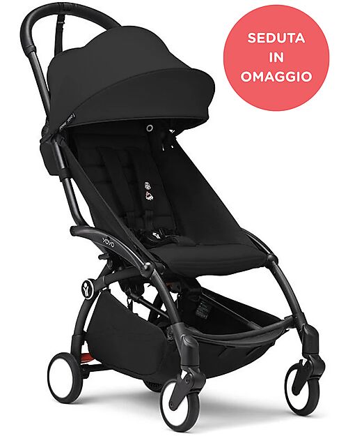 Stokke YOYO3 Stroller Black Frame and Black 6+ Seat for Free Lights Strollers