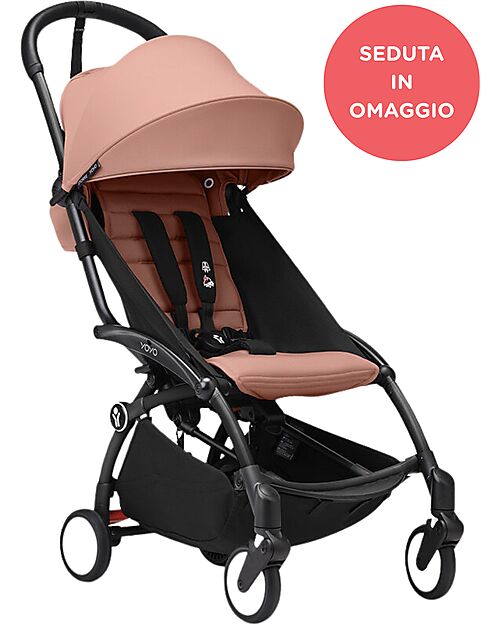 Stokke YOYO3 Stroller Black Frame and Ginger Seat for Free - From 6 Months Lights Strollers