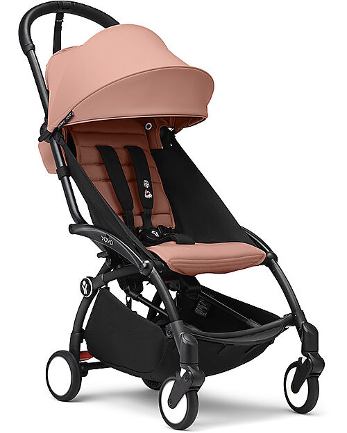 Stokke YOYO3 Stroller Black Frame and Ginger Seat - From 6 Months Lights Strollers