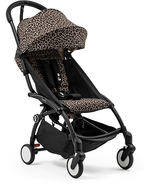 Stokke YOYO3 Stroller Black Frame and Leopard Seat - From 6 Months Lights Strollers