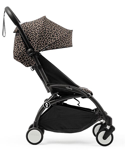 Stokke YOYO3 Stroller Black Frame and Leopard Seat - From 6 Months Lights Strollers
