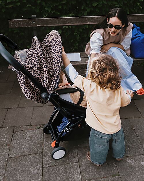 Stokke YOYO3 Stroller Black Frame and Leopard Seat - From 6 Months Lights Strollers