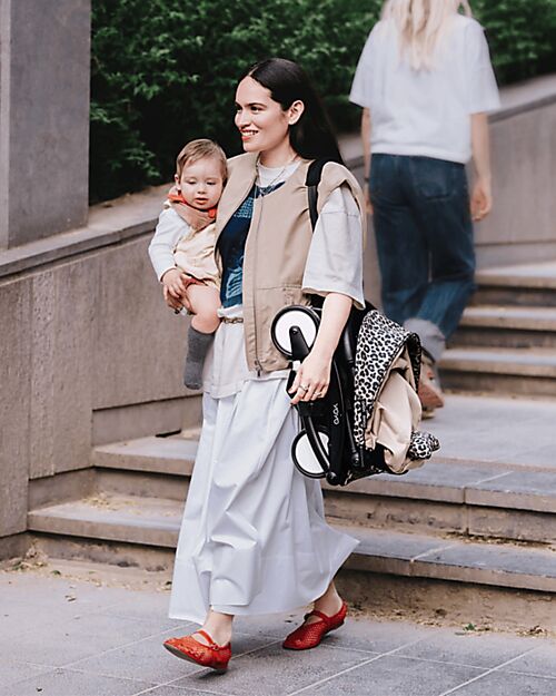 Stokke YOYO3 Stroller Black Frame and Leopard Seat - From 6 Months Lights Strollers