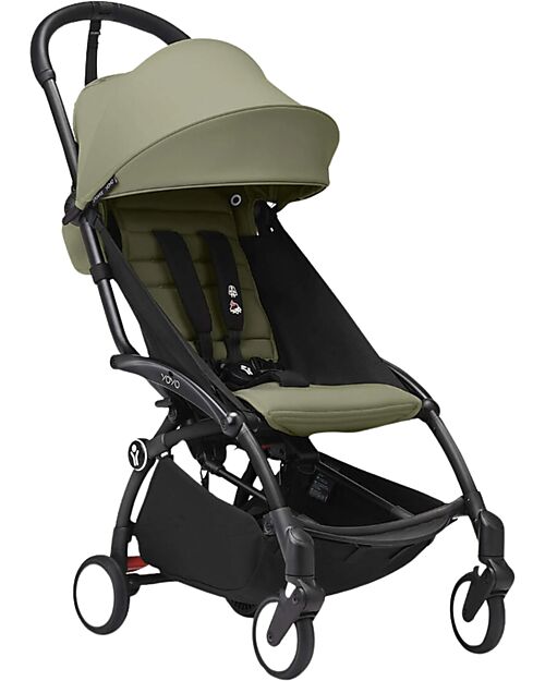 Stokke YOYO3 Stroller Black Frame and Olive Seat - From 6 Months Lights Strollers
