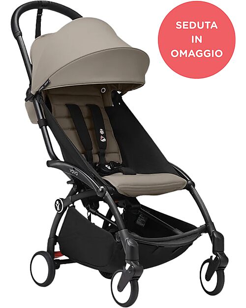 Stokke YOYO3 Stroller Black Frame and Taupe Seat for Free - From 6 Months Lights Strollers