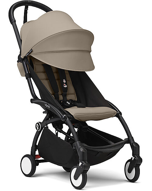 Stokke YOYO3 Stroller Black Frame and Taupe Seat - From 6 Months Lights Strollers