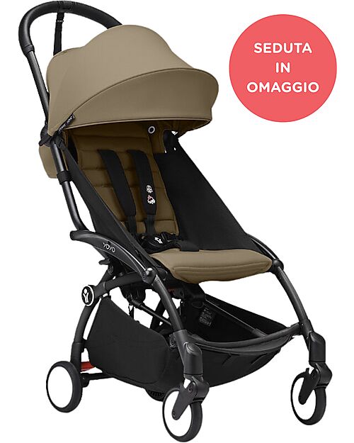 Stokke YOYO3 Stroller Black Frame and Toffee Seat for Free - From 6 Months Lights Strollers