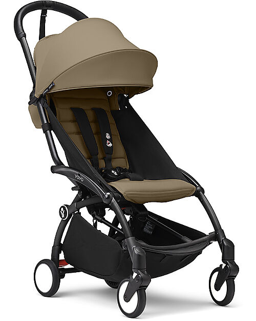 Stokke YOYO3 Stroller Black Frame and Toffee Seat - From 6 Months Lights Strollers
