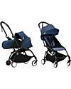 Stokke YOYO3 Stroller Duo - Black Frame + Air France Blue Textile 6+ newborn kit 0+	 Lights Strollers