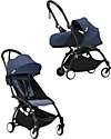 Stokke YOYO3 Stroller Duo - Black Frame + Air France Blue Textile 6+ newborn kit 0+	 Lights Strollers