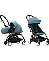 Stokke YOYO3 Stroller Duo - Black Frame + Aqua Textile 6+ newborn kit 0+ Lights Strollers
