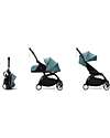 Stokke YOYO3 Stroller Duo - Black Frame + Aqua Textile 6+ newborn kit 0+ Trio and Duo Strollers