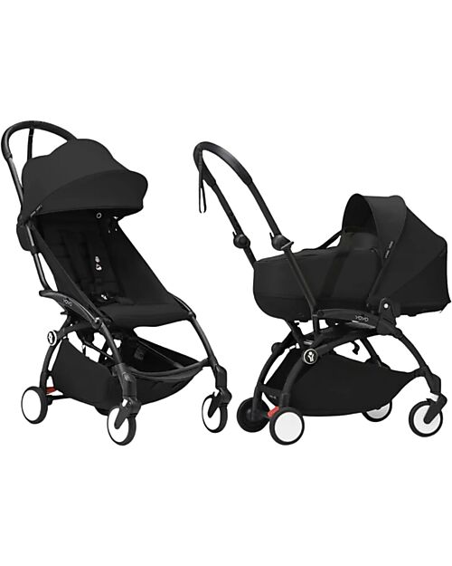 Stokke YOYO3 Stroller Duo - Black Frame + Black Bassinet 0+ and textile 6+ Lights Strollers