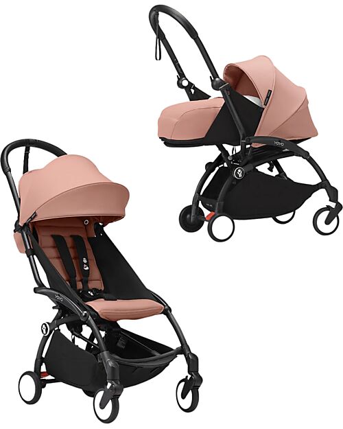 Stokke YOYO3 Stroller Duo - Black Frame + Ginger Textile 6+ newborn kit 0+ Trio and Duo Strollers