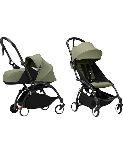 Stokke YOYO3 Stroller Duo - Black Frame + Olive Textile 6+ newborn kit 0+ Lights Strollers