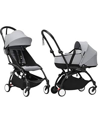 Stokke YOYO3 Stroller Duo - Black Frame + Stone Bassinet 0+ and textile 6+ Lights Strollers