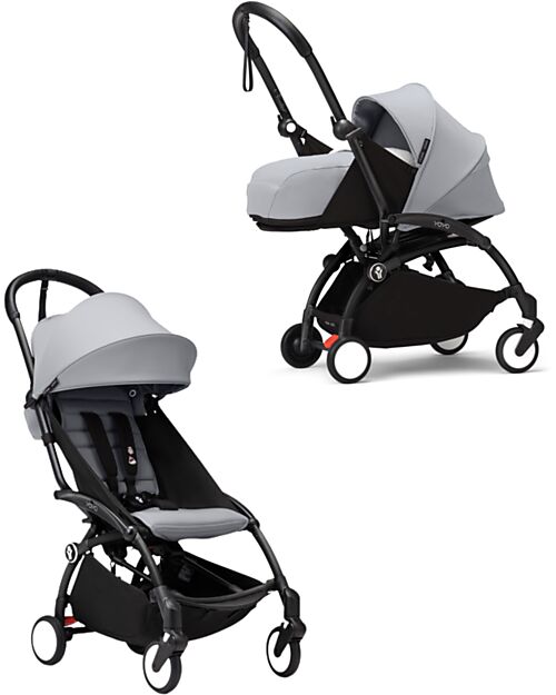 Stokke YOYO3 Stroller Duo - Black Frame + Stone Textile 6+ newborn kit 0+ Lights Strollers
