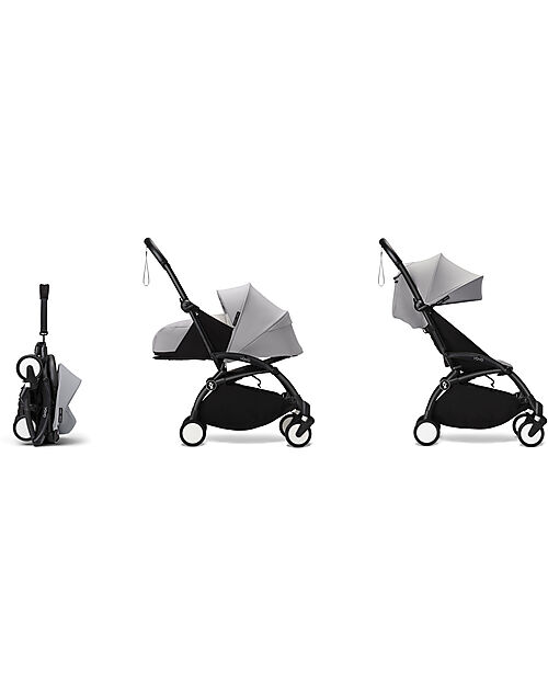 Stokke YOYO3 Stroller Duo - Black Frame + Stone Textile 6+ newborn kit 0+ Lights Strollers