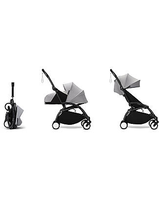 Stokke YOYO3 Stroller Duo - Black Frame + Stone Textile 6+ newborn kit 0+ Lights Strollers