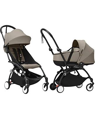 Stokke YOYO3 Stroller Duo - Black Frame + Taupe Bassinet 0+ and Seat 6+ Trio and Duo Strollers