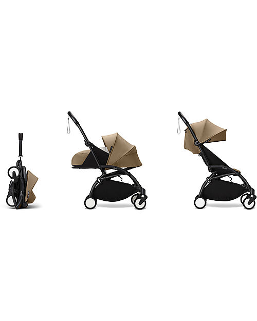 Stokke YOYO3 Stroller Duo - Black Frame + Toffee Textile 6+ newborn kit 0+ Lights Strollers