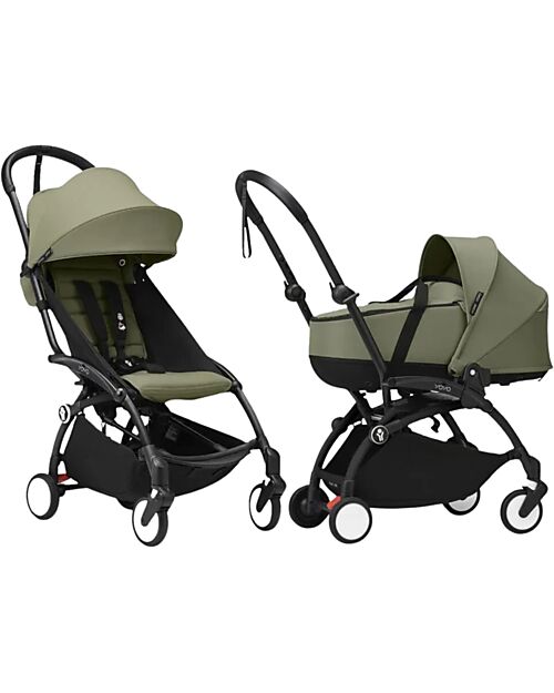 Stokke YOYO3 Stroller Duo Olive - Black Frame + Bassinet 0+ and Seat 6+ Trio and Duo Strollers