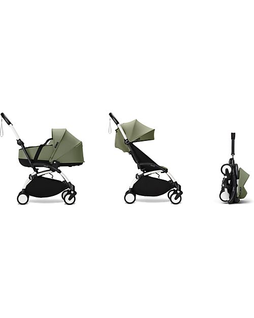 Stokke YOYO3 Stroller Duo Olive - White Frame + Bassinet 0+ and Seat 6+ Trio and Duo Strollers