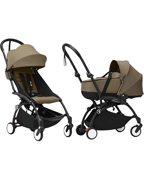 Stokke YOYO3 Stroller Duo Toffee - Black Frame + Bassinet 0+ and Seat 6+ Trio and Duo Strollers