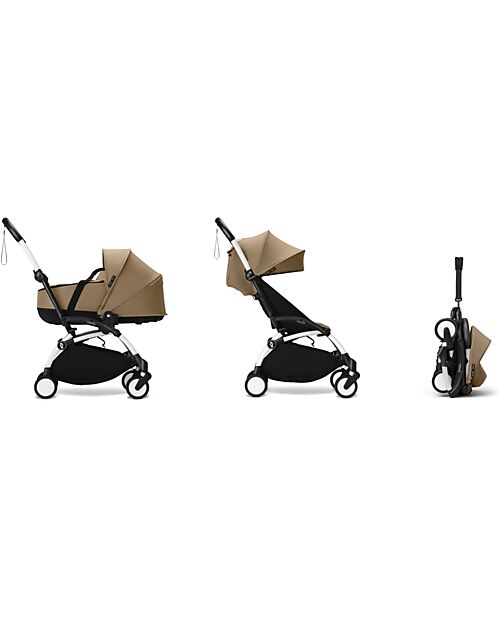 Stokke YOYO3 Stroller Duo Toffee - White Frame + Bassinet 0+ and Seat 6+ Trio and Duo Strollers