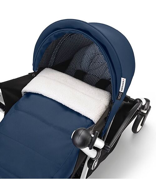 Stokke YOYO3 Stroller Duo - White Frame + Air France Blue Textile 6+ newborn kit 0+ Trio and Duo Strollers