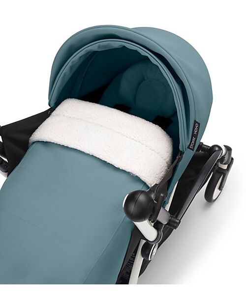 Stokke YOYO3 Stroller Duo - White Frame + Aqua Textile 6+ newborn kit 0+ Trio and Duo Strollers