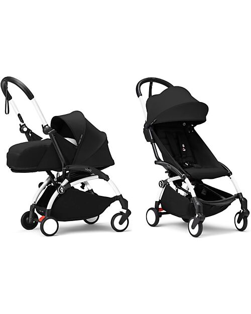 Stokke YOYO3 Stroller Duo - White Frame + Black Textile 6+ newborn kit 0+ Lights Strollers