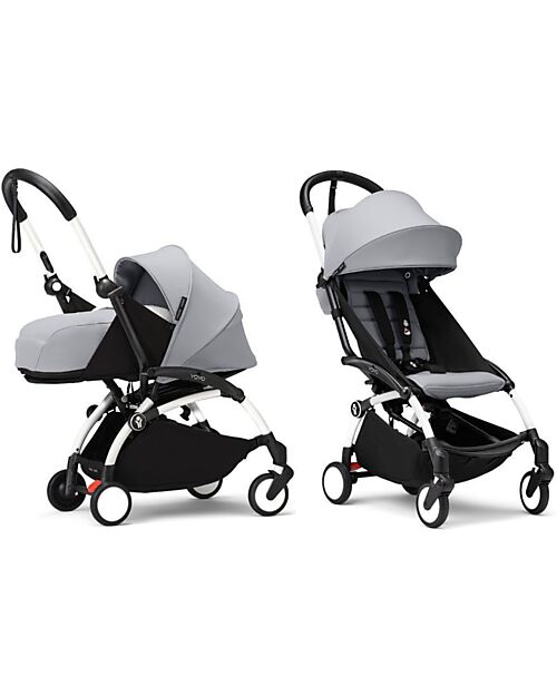 Stokke YOYO3 Stroller Duo - White Frame + Stone Textile 6+ newborn kit 0+ Lights Strollers