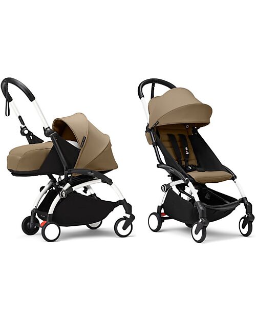 Stokke  YOYO3 Stroller Duo - White Frame + Toffee Textile 6+ newborn kit 0+ Lights Strollers