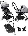 Stokke YOYO3 Stroller Trio - Black Frame + Stone Bassinet 0+ and 6+ Car Seat + Adapters Lights Strollers
