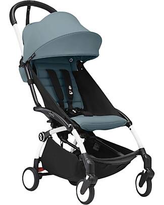 Stokke YOYO3 Stroller White Frame and Aqua Seat - From 6 Months Lights Strollers