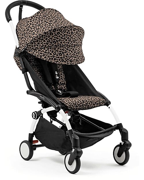 Stokke YOYO3 Stroller White Frame and Leopard Seat - From 6 Months Lights Strollers